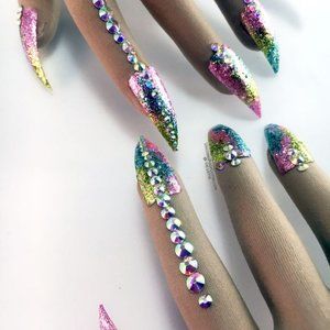 Nail Gloves Unicorns Poop Glitter New In Box